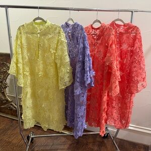 La Vie (like) custom made yellow lace caftan midi dress